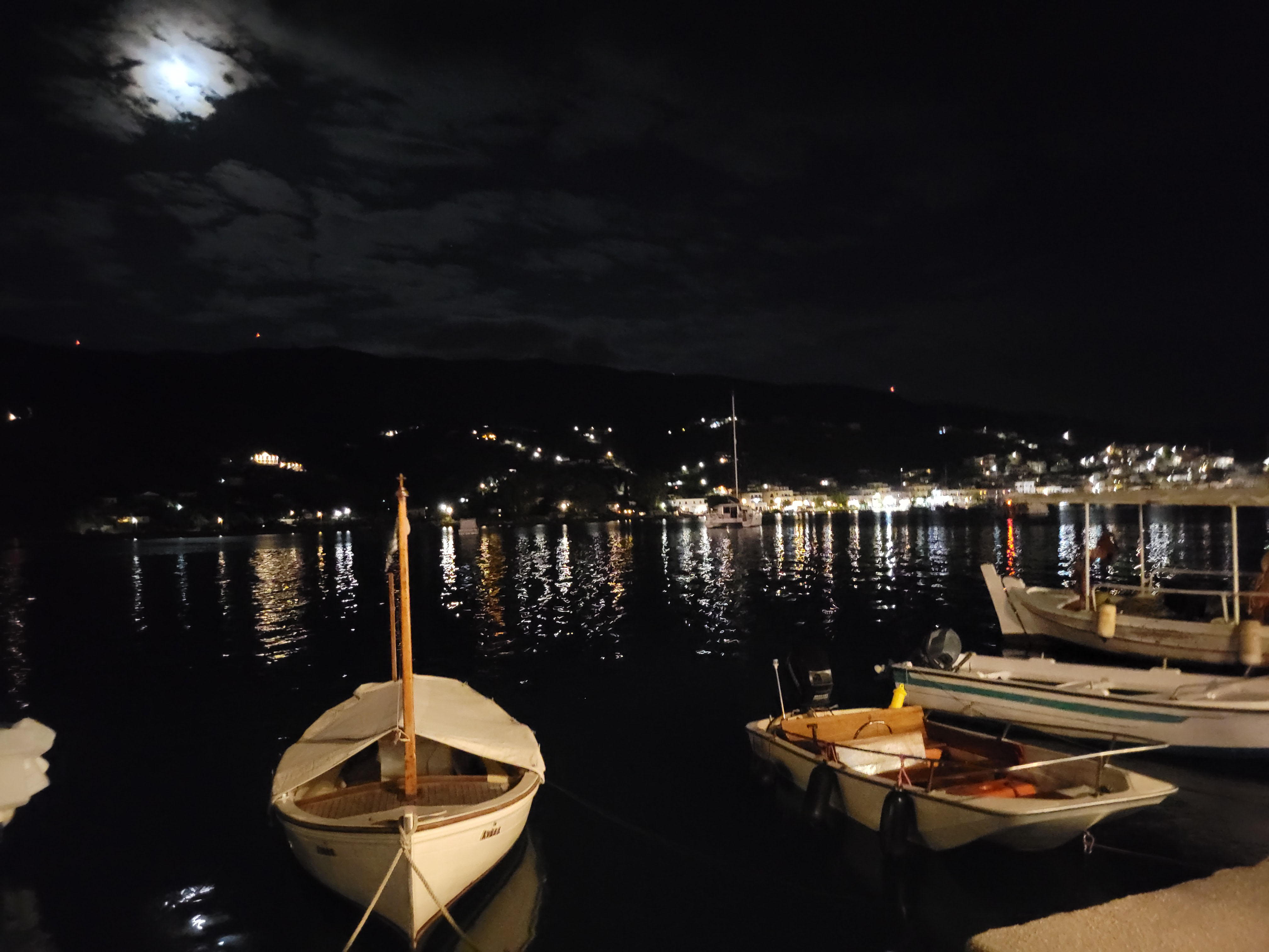 Harbor in moonlight